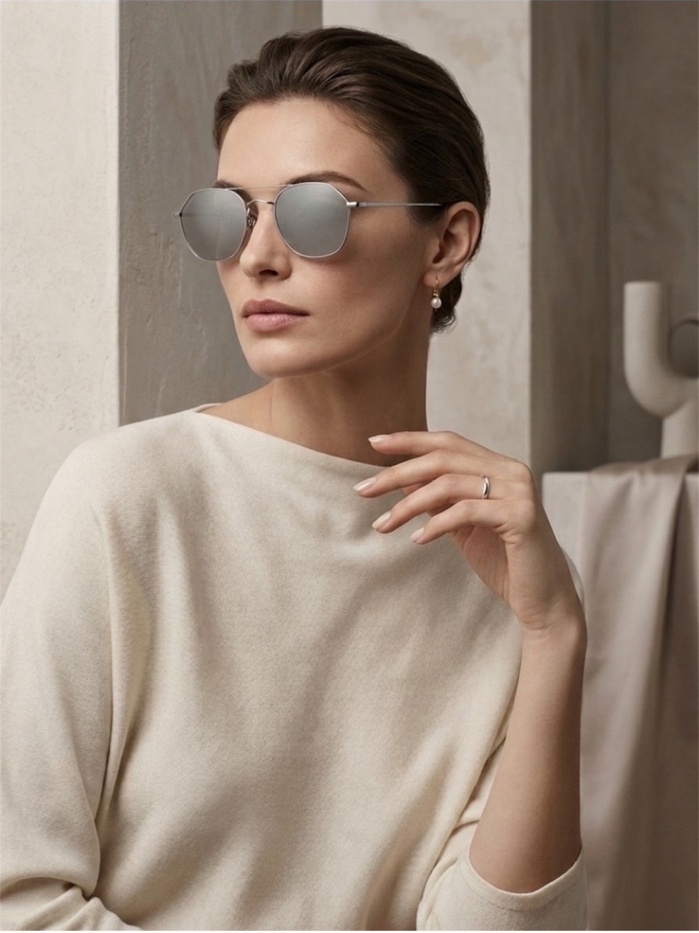 Linda Farrow Dante LFL977 Sunglasses 22K White Gold Aviator NIB Full Set